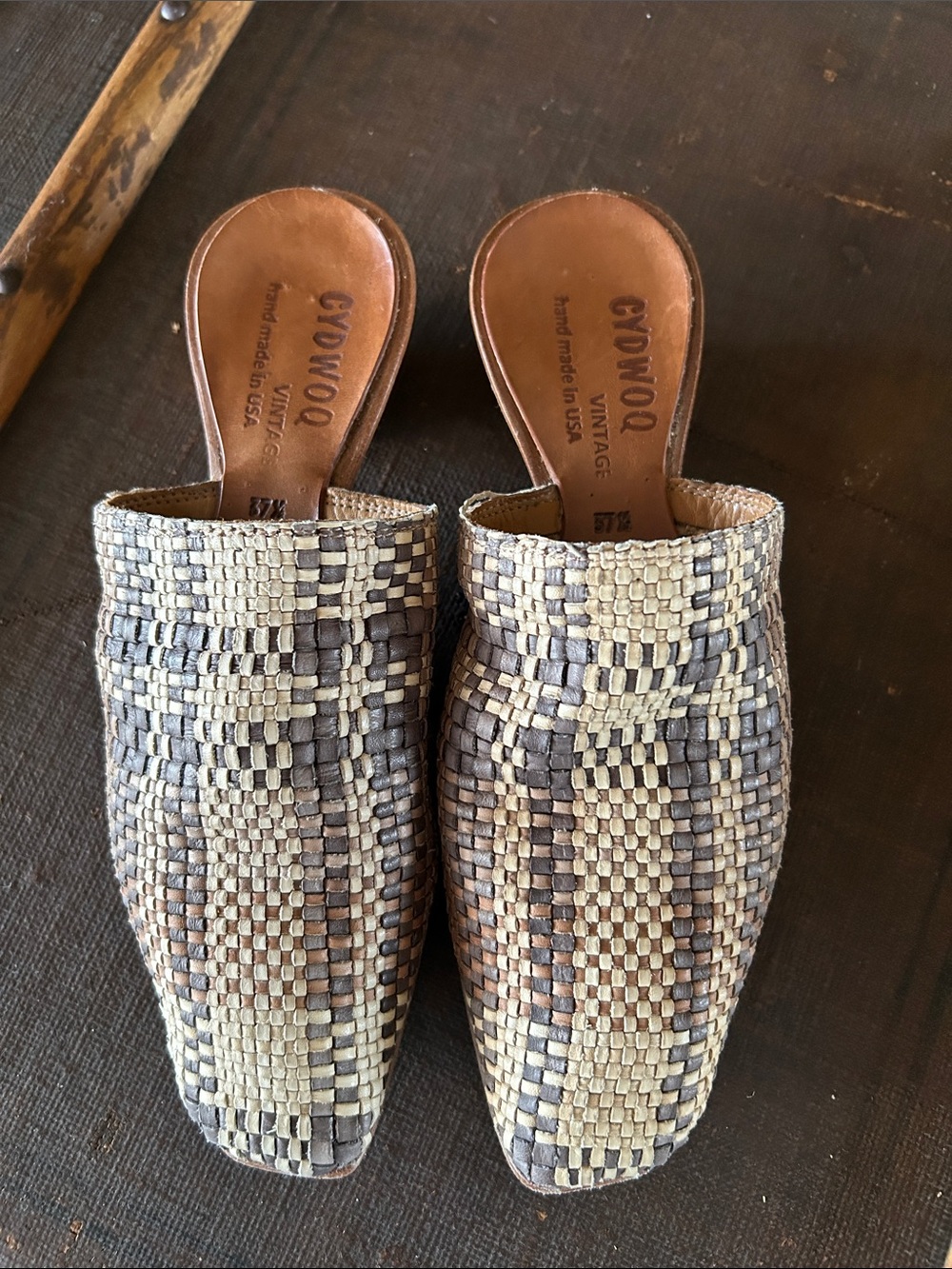 Women's Woven Slide Mules in Natural Multi